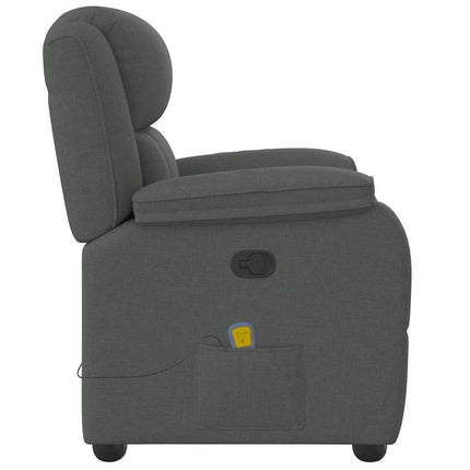 Massagefåtölj mörkgrå tyg