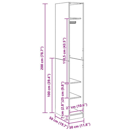Garderob ek 30x50x200 cm konstruerat trä