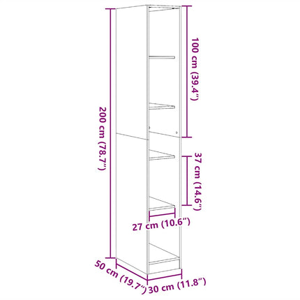 Garderob vit 30x50x200 cm konstruerat trä