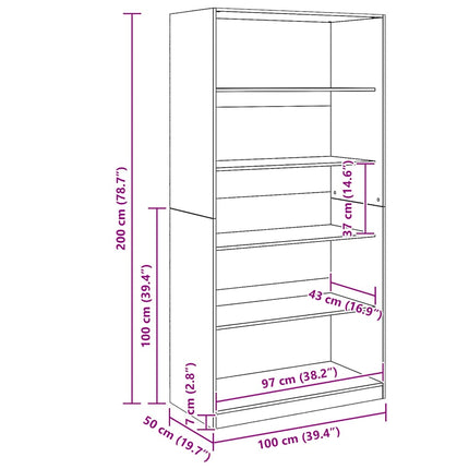 Garderob ek 100x50x200 cm konstruerat trä