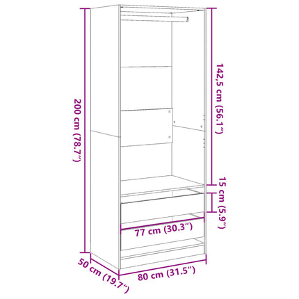 Garderob vit 80x50x200 cm konstruerat trä