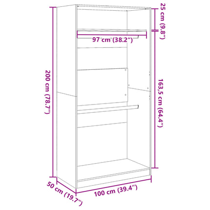 Garderob ek 100x50x200 cm konstruerat trä