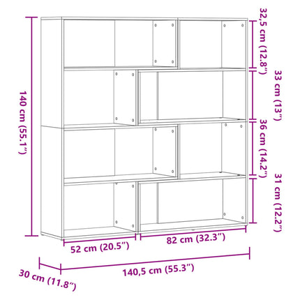 Bokhylla hörn 4 hyllplan vit 85x85x140 cm konstruerat trä