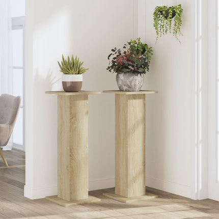 Växtställ 2 st sonoma-ek 30x30x80 cm konstruerat trä
