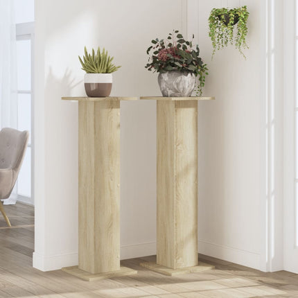 Växtställ 2 st sonoma-ek 30x30x95 cm konstruerat trä