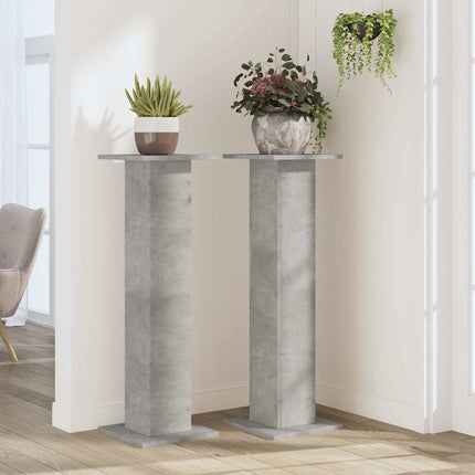 Växtställ 2 st betonggrå 30x30x95 cm konstruerat trä