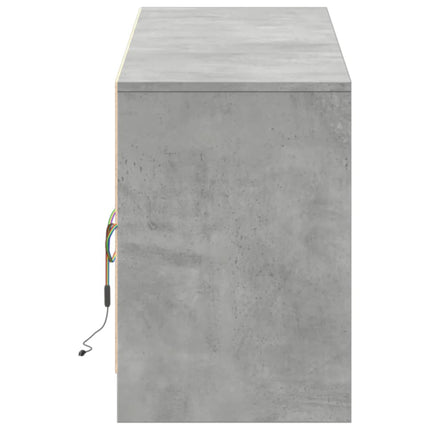 Tv-bänk med LEDs betonggrå 180x34x50 cm konstruerat trä