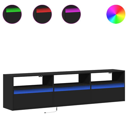 TV-väggskåp med LED svart 180x31x45 cm