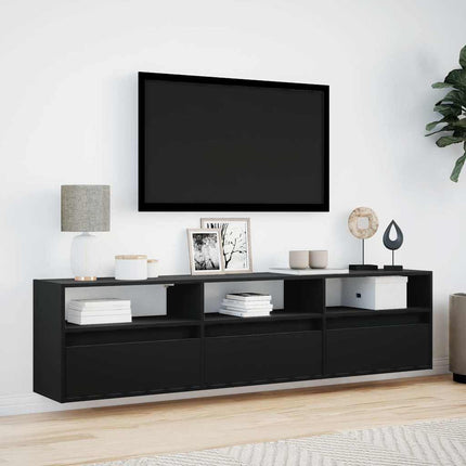 TV-väggskåp med LED svart 180x31x45 cm
