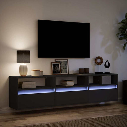 TV-väggskåp med LED svart 180x31x45 cm