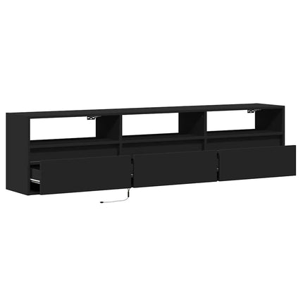 TV-väggskåp med LED svart 180x31x45 cm