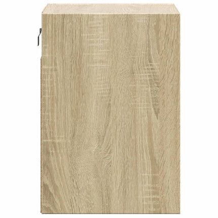 Väggmonterat sängbord med LED-lampor sonoma-ek