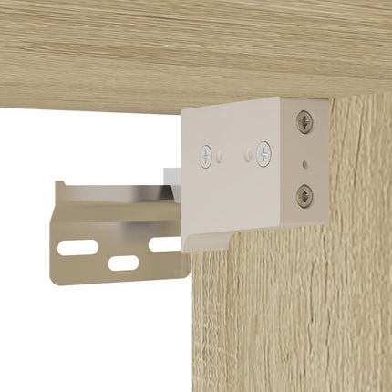 Väggmonterat sängbord med LED-lampor sonoma-ek