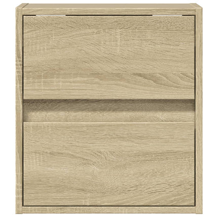 Väggmonterade sängbord med LED-lampor 2 st sonoma-ek