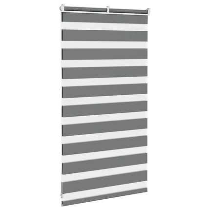 Rullgardin zebra mörkgrå 80x100 cm tyg bredd 75,9 cm polyester