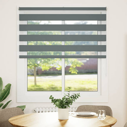 Rullgardin zebra mörkgrå 130x100 cm tyg bredd 125,9cm polyester