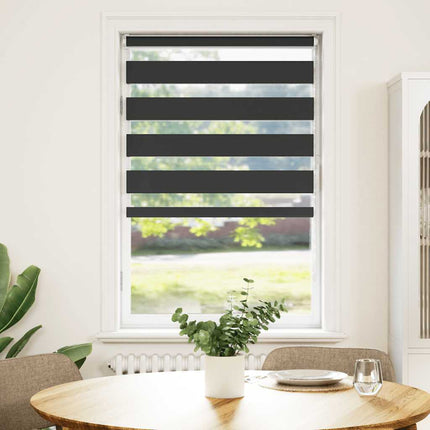 Rullgardin zebra svart 75x150 cm tyg bredd 70,9 cm polyester