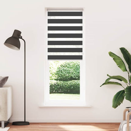 Rullgardin zebra svart 75x200 cm tyg bredd 70,9 cm polyester