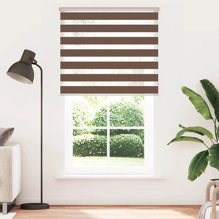 Rullgardin zebra brun 125x200 cm tyg bredd 120,9 cm polyester
