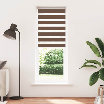 Rullgardin zebra brun 80x230 cm tyg bredd 75,9 cm polyester