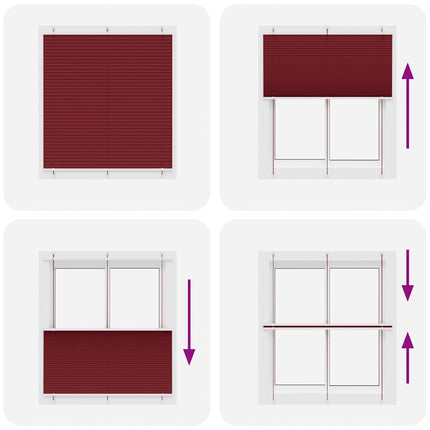 Plisserad persienn Bordeaux röd 115x100 cm tyg bredd 114,4 cm
