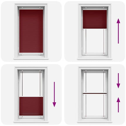 Plisserad persienn Bordeaux röd 80x150 cm tyg bredd 79,4 cm