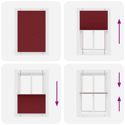 Plisserad persienn Bordeaux röd 100x150 cm tyg bredd 99,4 cm