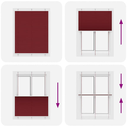 Plisserad persienn Bordeaux röd 105x150 cm tyg bredd 104,4 cm