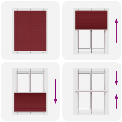 Plisserad persienn Bordeaux röd 110x150 cm tyg bredd 109,4 cm