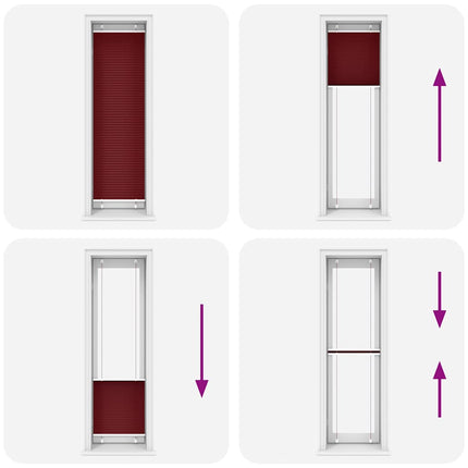 Plisserad persienn Bordeaux röd 65x200 cm tyg bredd 64,4 cm