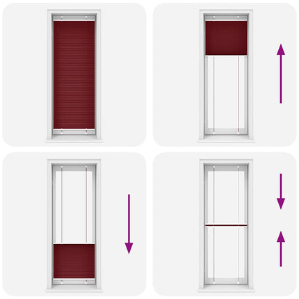 Plisserad persienn Bordeaux röd 75x200 cm tyg bredd 74,4 cm
