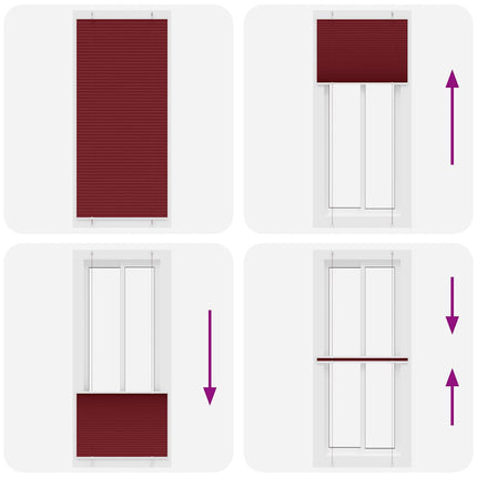 Plisserad persienn Bordeaux röd 90x200 cm tyg bredd 89,4 cm