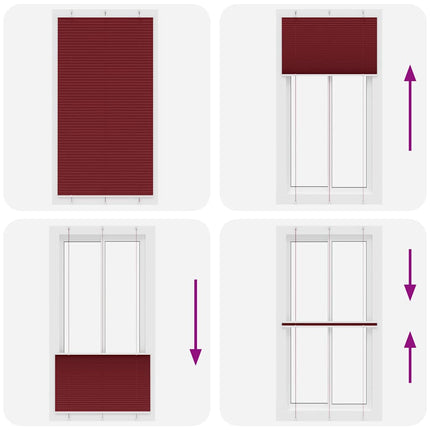 Plisserad persienn Bordeaux röd 110x200 cm tyg bredd 109,4 cm