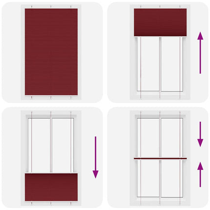 Plisserad persienn Bordeaux röd 120x200 cm tyg bredd 119,4 cm