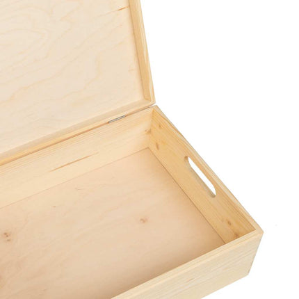 Trälåda med lock och handtag 40x30x13 cm massiv furu
