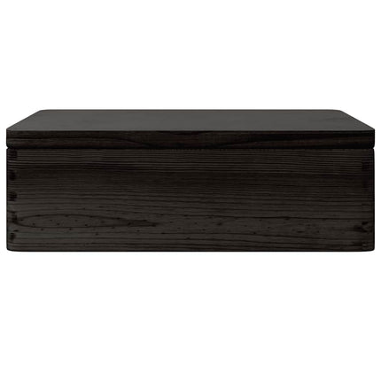 Trälåda med lock svart 40x30x13 cm massiv furu