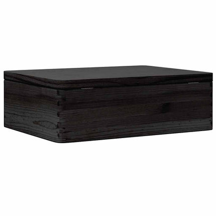 Trälåda med lock svart 40x30x13 cm massiv furu