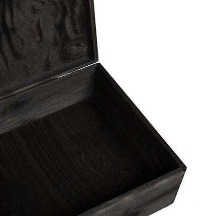 Trälåda med lock svart 40x30x13 cm massiv furu