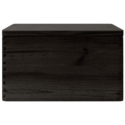 Trälåda med lock svart 40x30x23 cm massiv furu