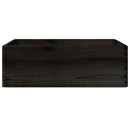 Trälåda med handtag svart 40x30x13 cm massiv furu