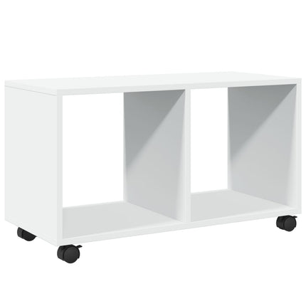 Skåp med hjul vit 72x33x42,5 cm konstruerat trä