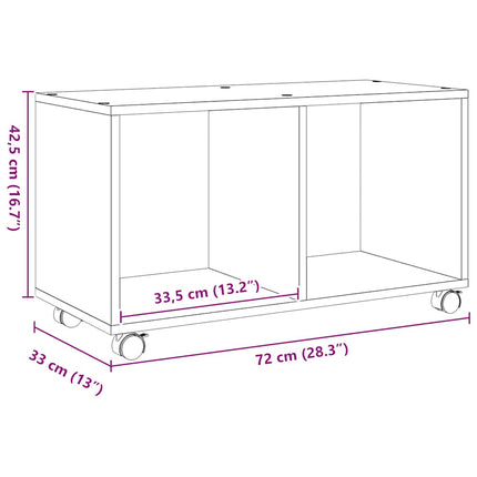 Skåp med hjul ek 72x33x42,5 cm konstruerat trä