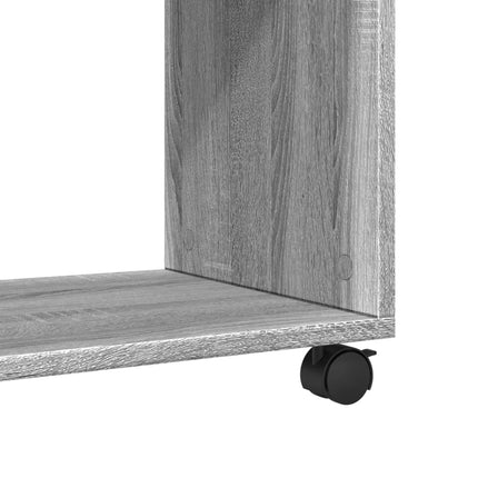 Sidobord med hjul grå sonoma 70x35x60 cm konstruerat trä