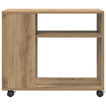 Sidobord med hjul ek 70x35x60 cm konstruerat trä