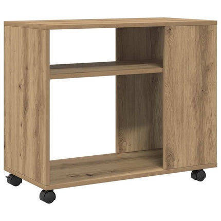 Sidobord med hjul ek 70x35x60 cm konstruerat trä