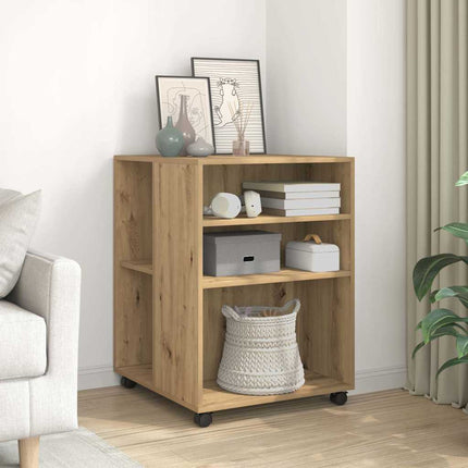 Sidobord med hjul ek 55x60x78 cm konstruerat trä