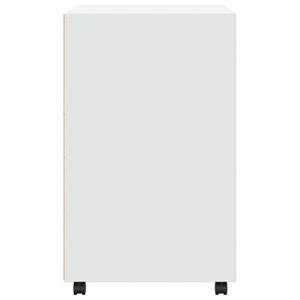 Skåp med hjul vit 60x48x81 cm konstruerat trä