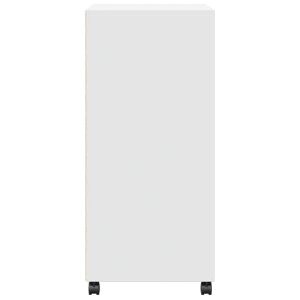 Skåp med hjul vit 55x40x91 cm konstruerat trä