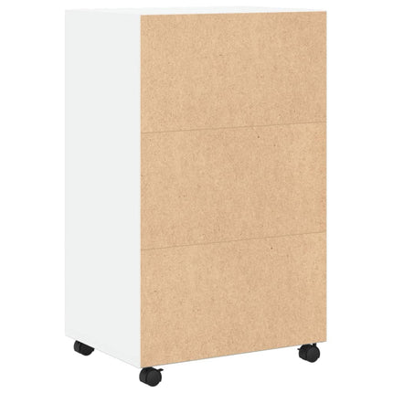 Skåp med hjul vit 55x40x91 cm konstruerat trä