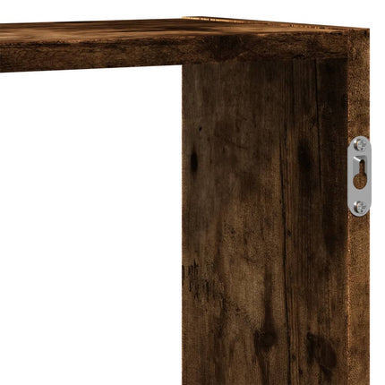 Vägghylla rökfärgad ek 159x18x65 cm konstruerat trä
